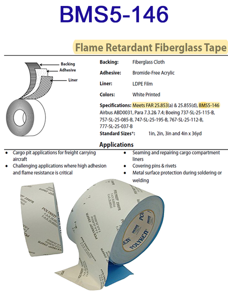 Polyken® 296FR Alternative To (Nitto P629) & (3M 398FR) Meets BMS5-146