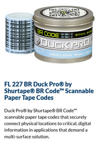 FL 227 BR Duck Pro® by Shurtape® BR Code™ Scannable Paper Tape Codes