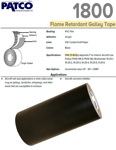 Aircraft Corrosion Inhibitor Film: Patco 1800 - Flame Retardant Moisture Barrier Film Tape